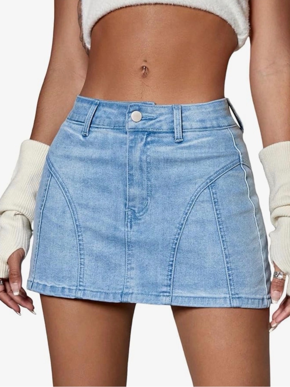 Light Wash Denim Mini Skirt